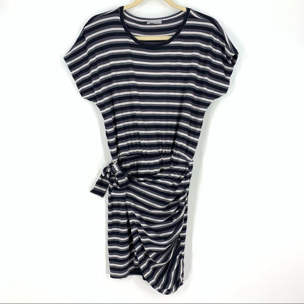 Black & White Striped‎ Wrap Mini Dress Medium